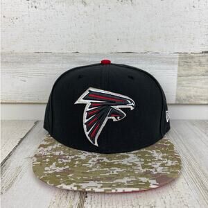 New Era 59Fifty Men’s 7 1/8 Atlanta Falcons Fitted Hat Black NFL Football Cap